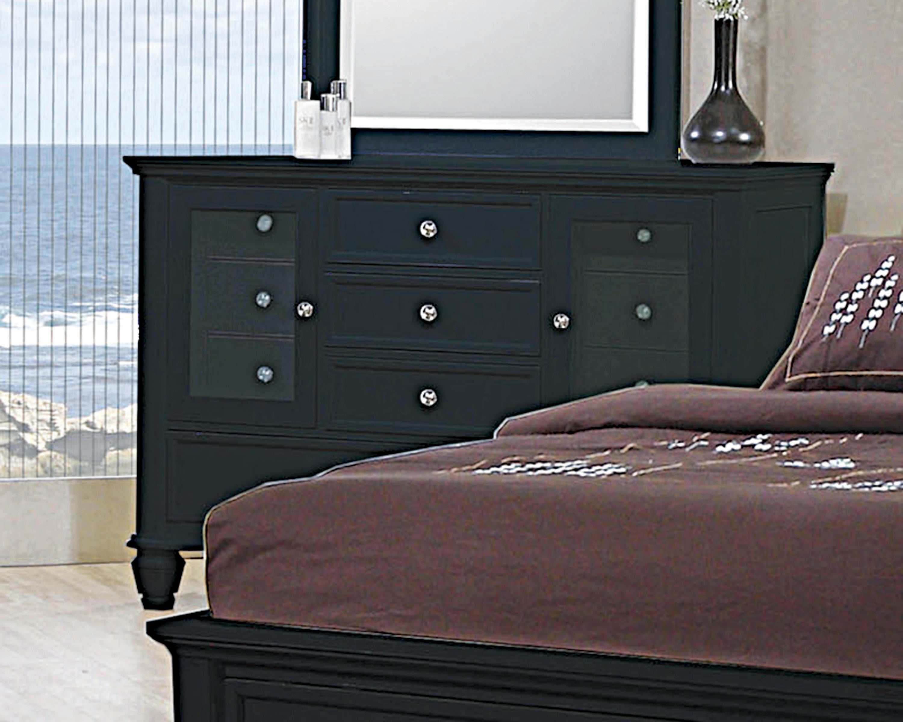 Sandy Beach Black 5pc California King Bedroom Set w/ Storage - Ornate Home