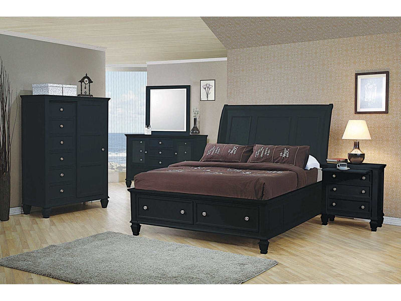 Sandy Beach Black 5pc California King Bedroom Set w/ Storage - Ornate Home