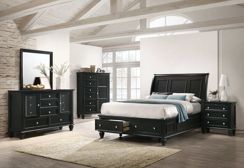 Sandy Beach Black 5pc California King Bedroom Set w/ Storage - Ornate Home
