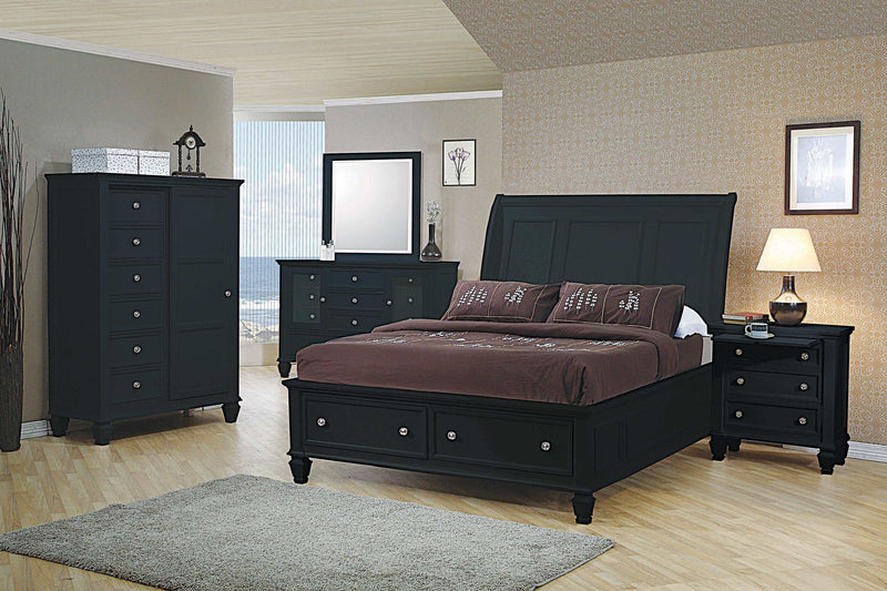 Sandy Beach Black Queen Storage Bed - Ornate Home
