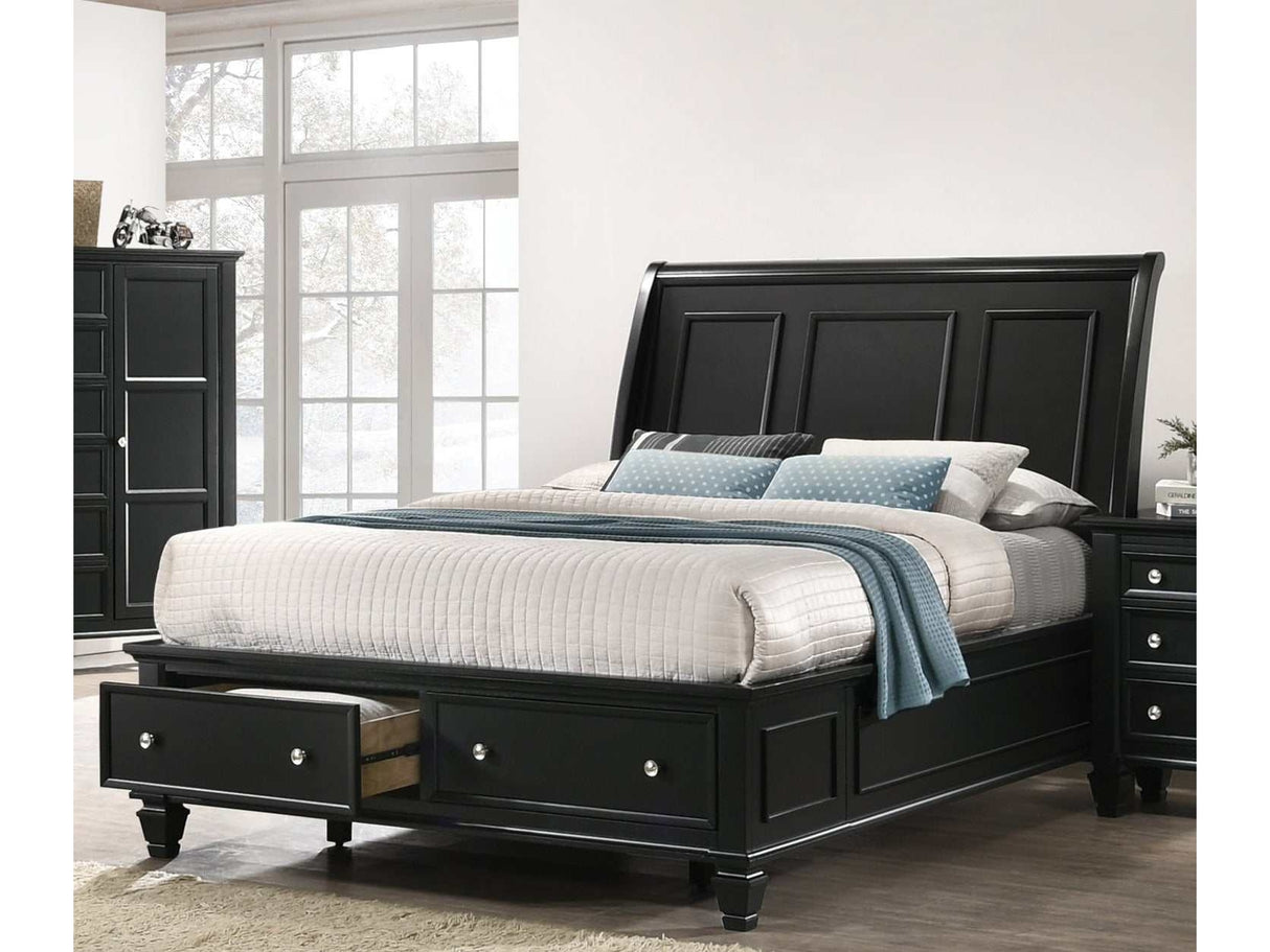 Sandy Beach Black Queen Storage Bed - Ornate Home