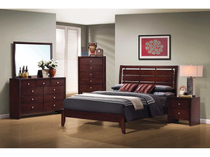 Serenity Rich Merlot 4pc California King Panel Bedroom Set - Ornate Home