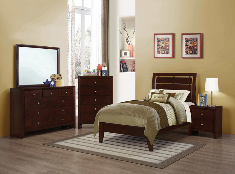 Serenity Rich Merlot Twin Panel Bed - Ornate Home