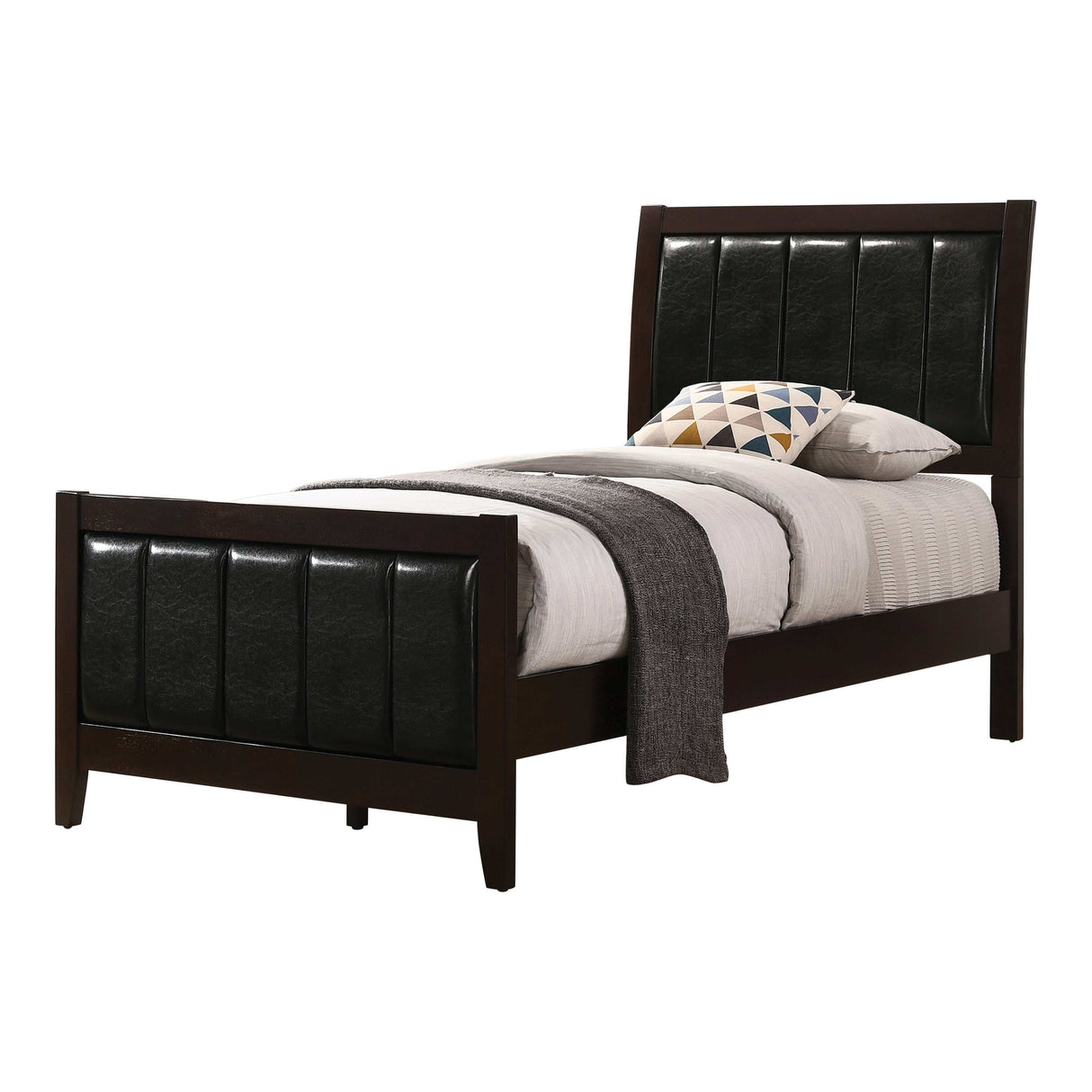 Carlton Cappuccino & Black Twin Panel Bed - Ornate Home