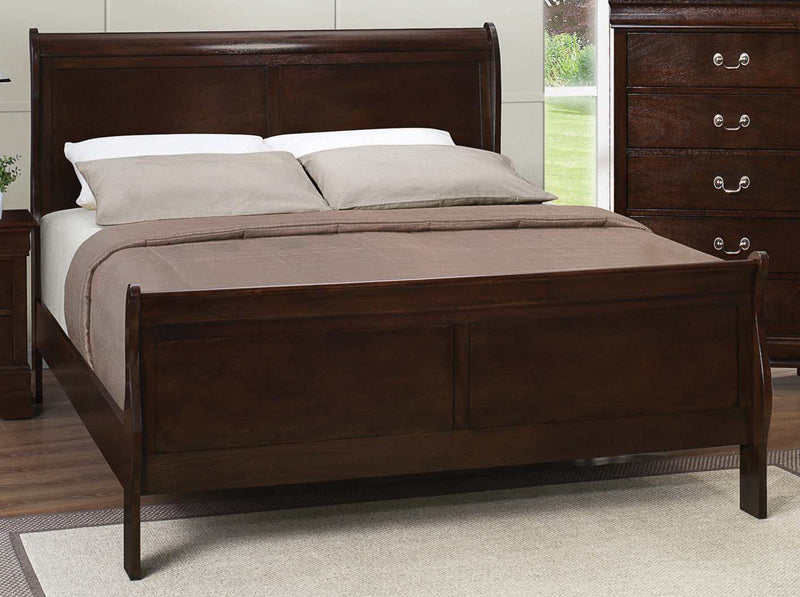 Louis Philippe Cappuccino Queen Panel Bed - Ornate Home