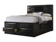 Briana Black Queen Platform Bed w/ Storage - Ornate Home