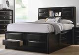 Briana Black Queen Platform Bed w/ Storage - Ornate Home