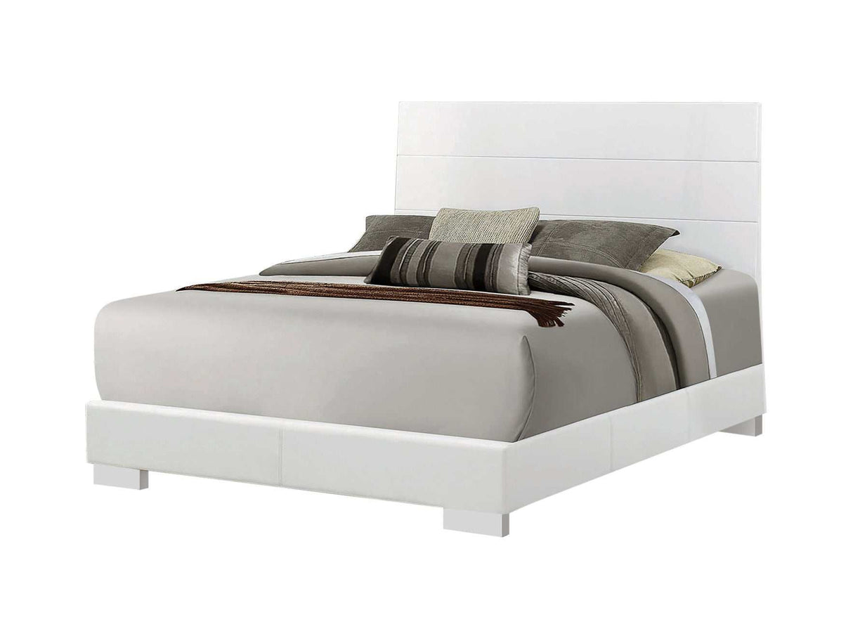 Felicity Glossy White Queen Panel Bed - Ornate Home