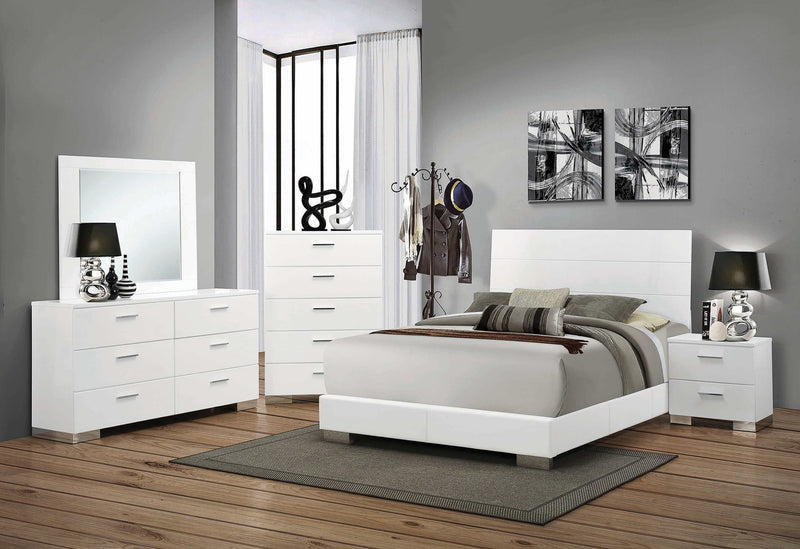 Felicity Glossy White Queen Panel Bed - Ornate Home