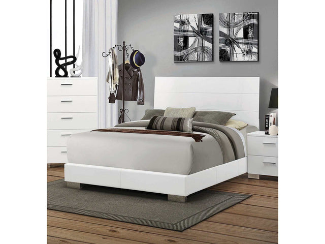 Felicity Glossy White Queen Panel Bed - Ornate Home