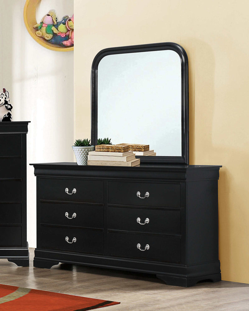 Louis Philippe Black Rectangle Dresser Mirror - Ornate Home