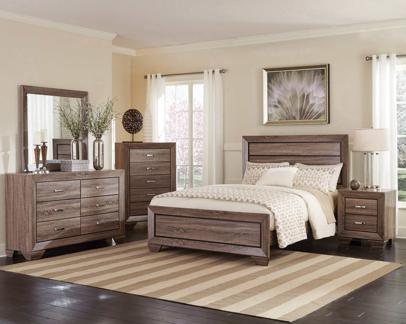 Kauffman Washed Taupe Queen Panel Bed - Ornate Home