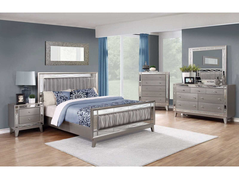 Leighton Metallic Mercury 4pc Full Bedroom Set - Ornate Home