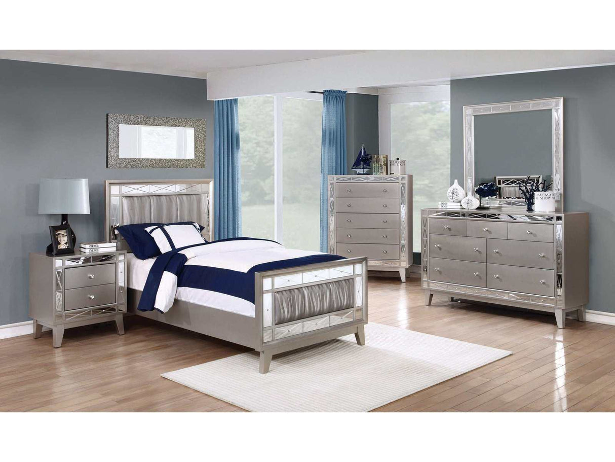 Leighton Metallic Mercury 5pc Twin Bedroom Set - Ornate Home