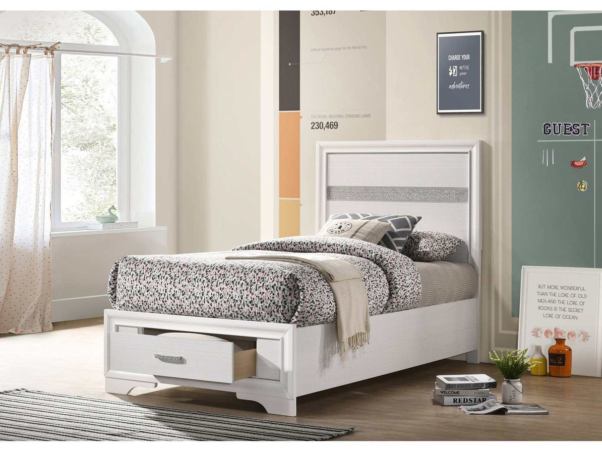 Miranda White Twin Storage Bed - Ornate Home