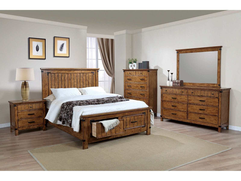 Brenner - Rustic Honey - 5pc Eastern King Bedroom Set - Ornate Home