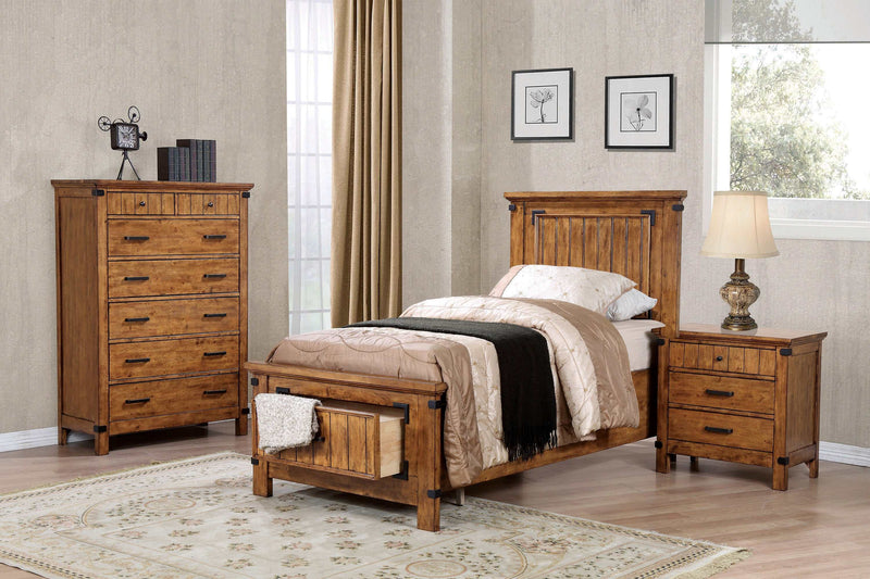 Brenner - Rustic Honey - Twin  Bed w/ Storage - Ornate Home