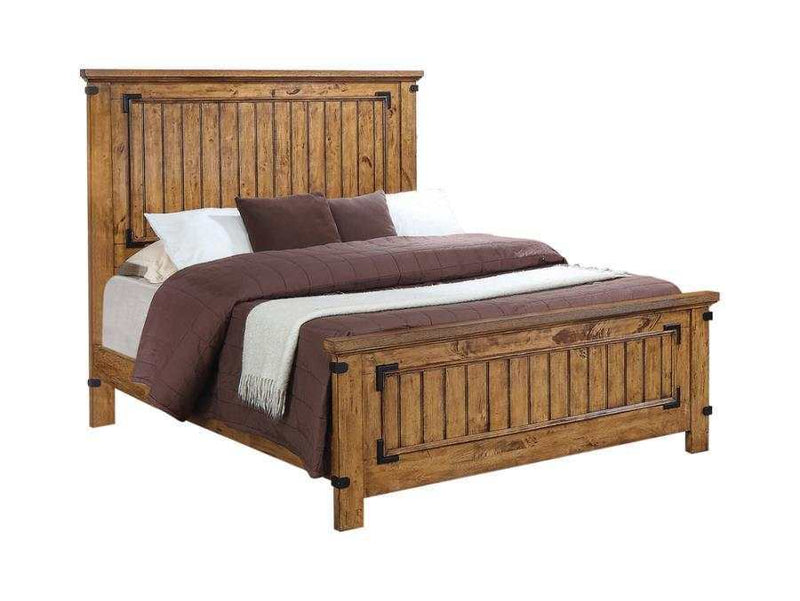 Brenner Rustic Honey Queen Panel Bed - Ornate Home