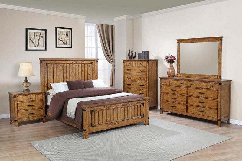 Brenner - Rustic Honey - Queen Panel Bed - Ornate Home