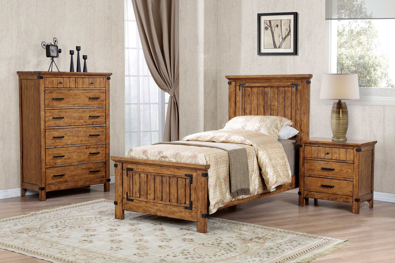 Brenner - Rustic Honey - Twin Panel Bed - Ornate Home