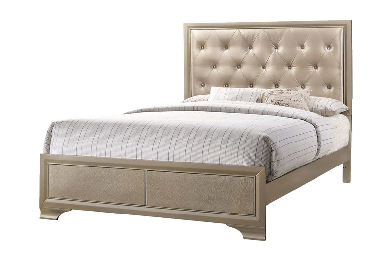 Beaumont Metallic Champagne 4pc Eastern King Bedroom Set - Ornate Home