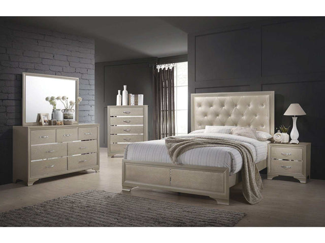 Beaumont Metallic Champagne 5pc Eastern King Bedroom Set - Ornate Home