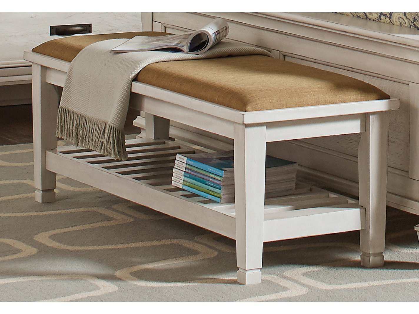 Franco Brown & Antique White Bench - Ornate Home