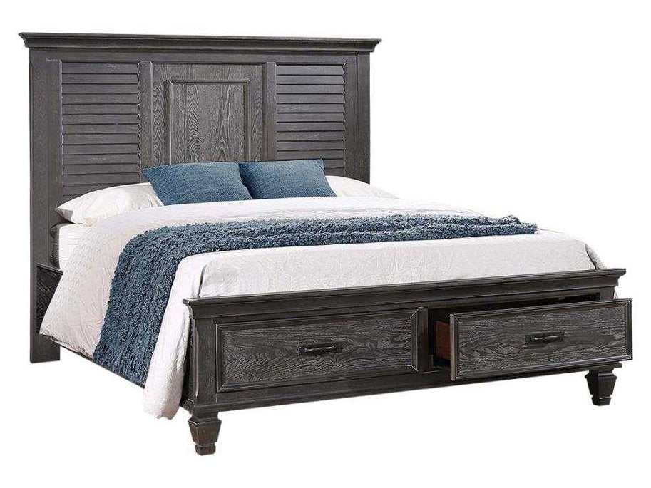 Franco Weathered Sage Queen Platform Bed w/ Storage - Ornate Home