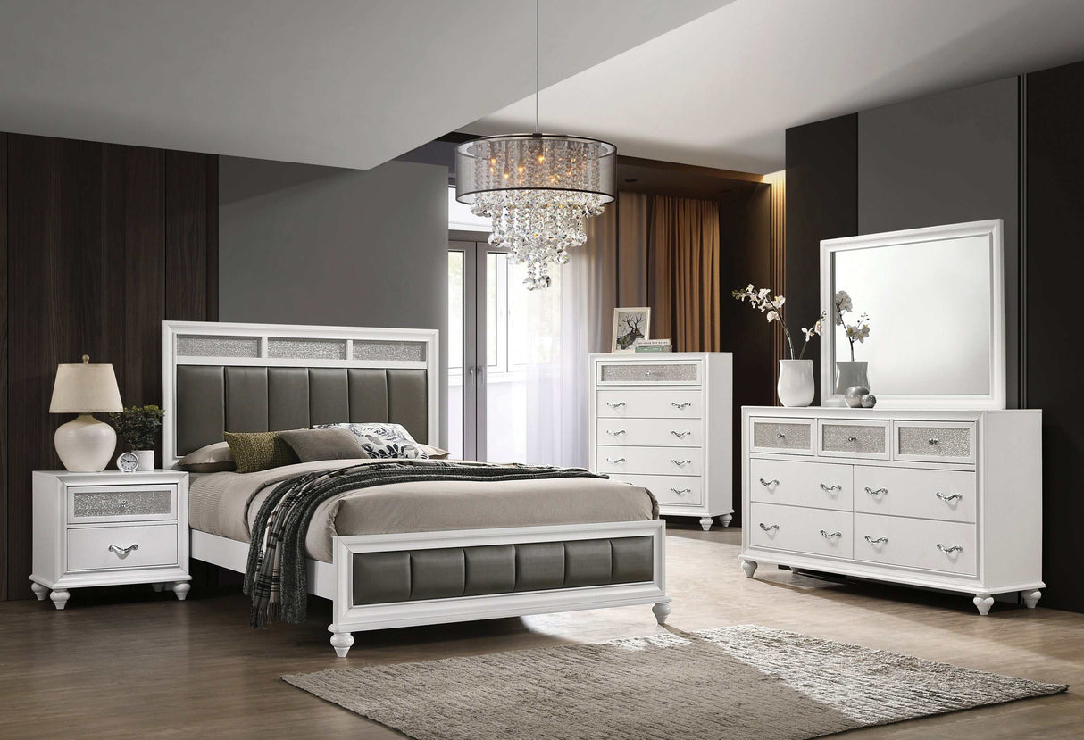 Barzini White Eastern King Panel Bed - Ornate Home