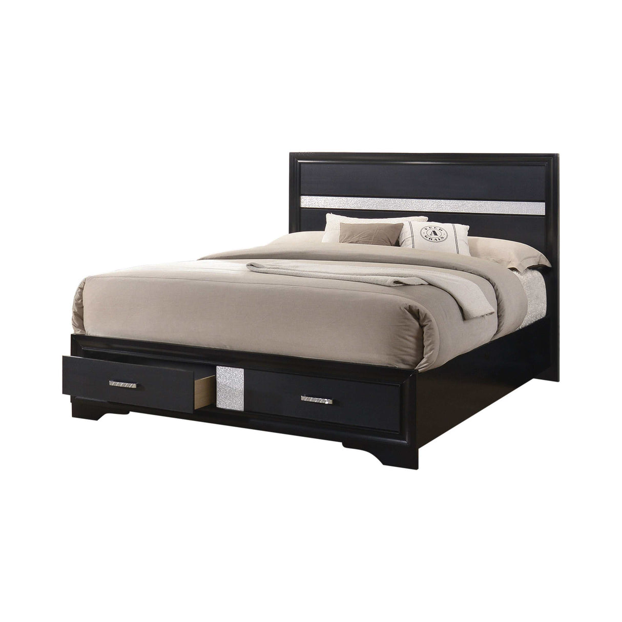 Miranda Black Queen Storage Bed - Ornate Home