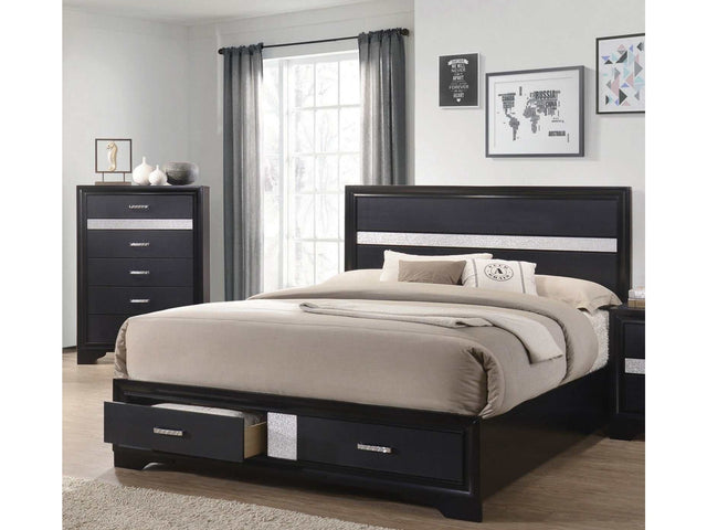 Miranda Black Queen Storage Bed - Ornate Home