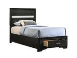 Miranda Black Twin Panel Bed w/ Storage - Ornate Home