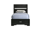 Miranda Black Twin Panel Bed w/ Storage - Ornate Home