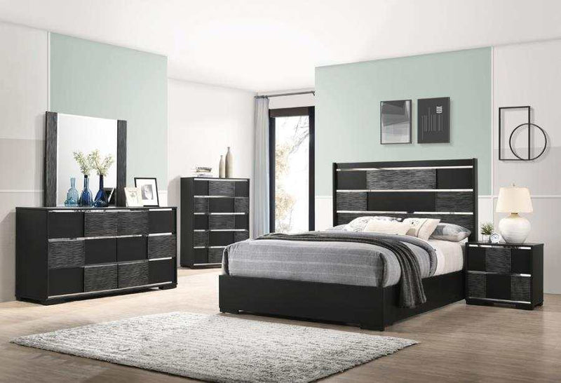 Blacktoft Black Eastern King Panel Bed - Ornate Home