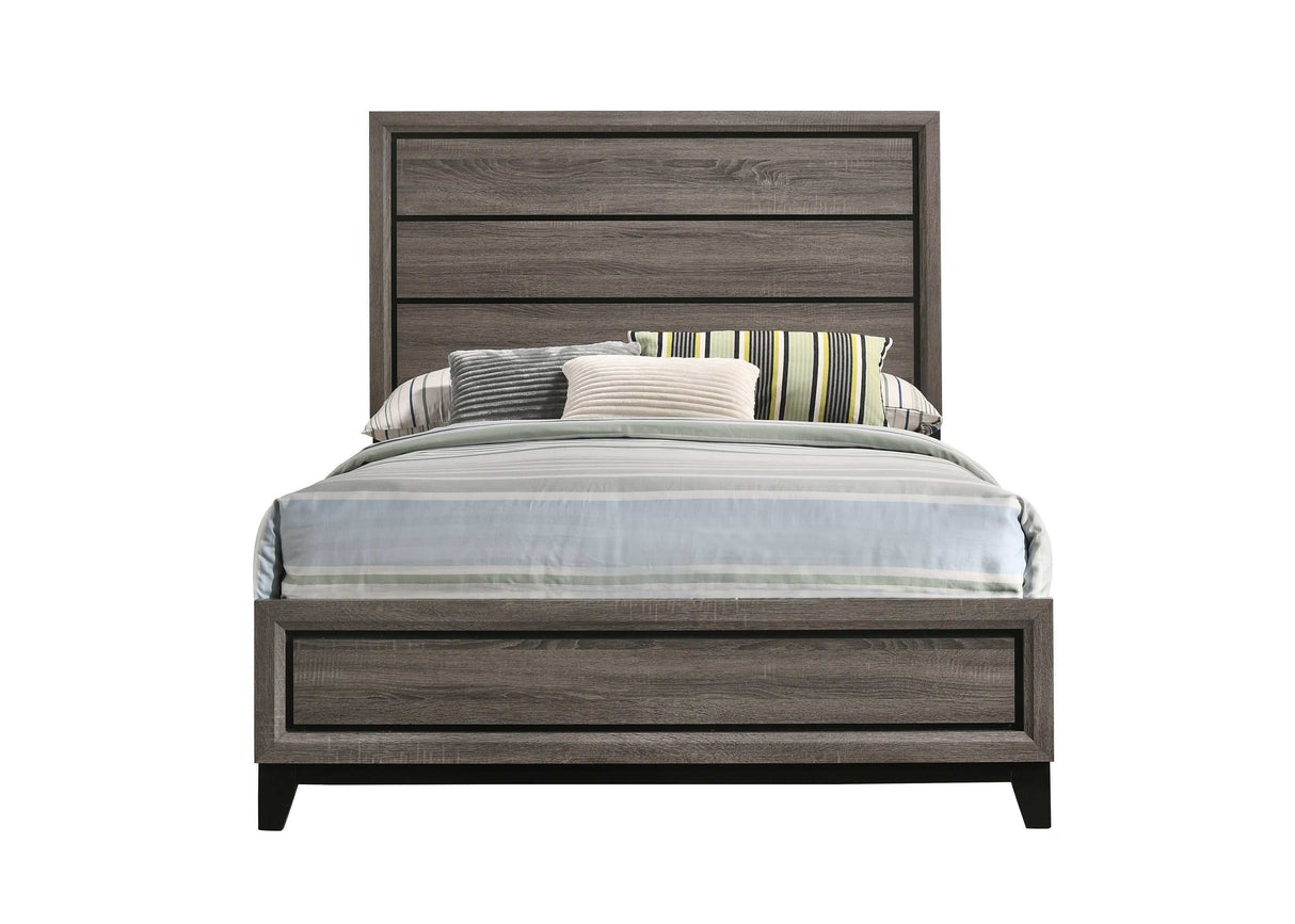 Watson Grey Oak Full Panel Bed - Ornate Home