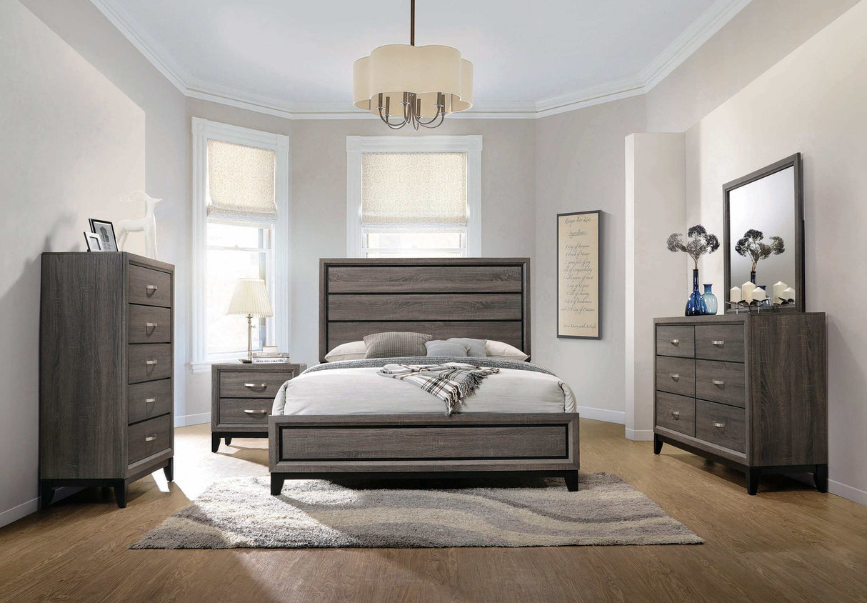 Watson Grey Oak & Black Eastern King Bed - Ornate Home