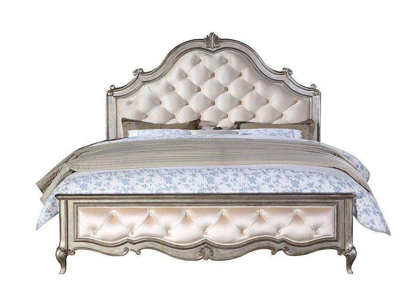 Esteban - Velvet & Antique Champagne - E. King Panel Bed - Ornate Home