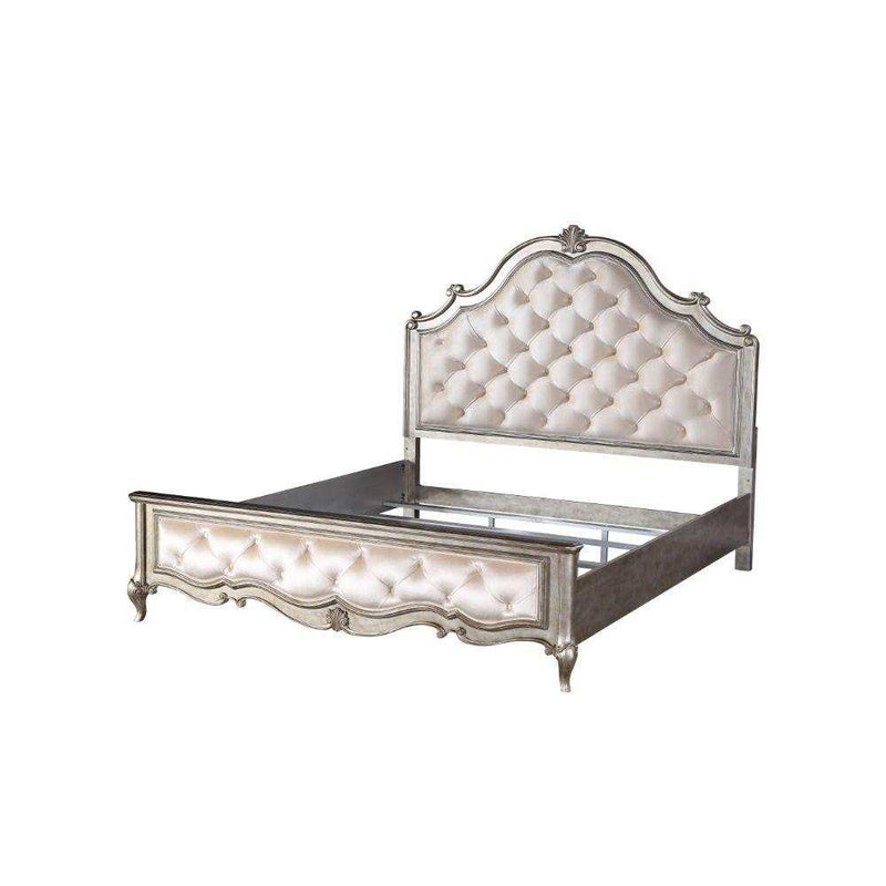 Esteban Velvet & Antique Champagne E. King Panel Bed - Ornate Home
