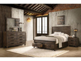 Woodmont Rustic Golden Brown Eastern King Bed 4 Pc Set - Ornate Home