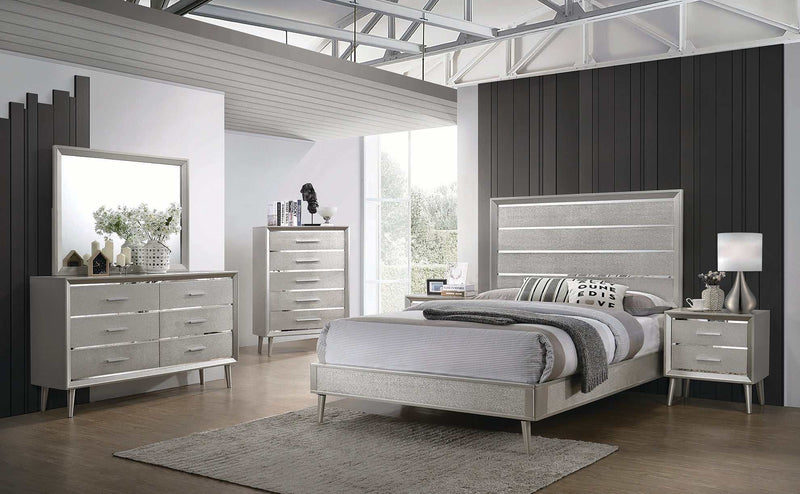 Ramon Metallic Sterling Full Panel Bed - Ornate Home