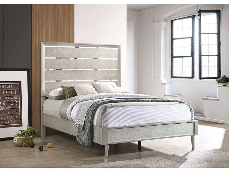 Ramon Metallic Sterling Full Panel Bed - Ornate Home
