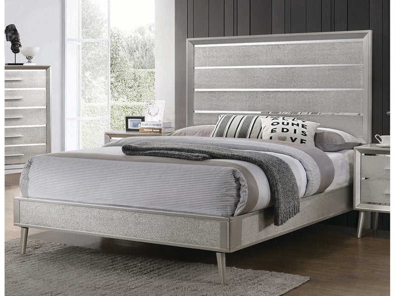 Ramon Metallic Sterling Queen Panel Bed - Ornate Home