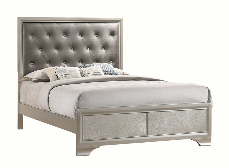 Salford - Metallic Sterling & Charcoal Grey - Queen Panel Bed - Ornate Home