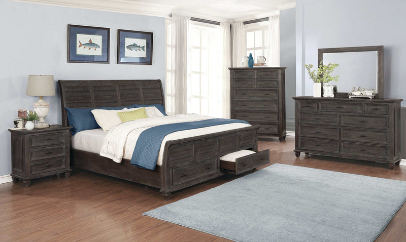 Atascadero Weathered Carbon Queen Bed w/ Storage - Ornate Home