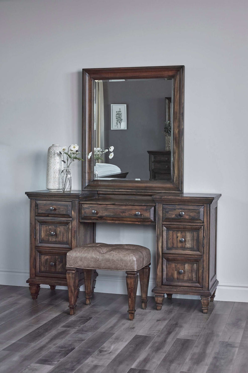 Avenue Weathered Burnished Brown Rectangle Vanity Mirror - Ornate Home