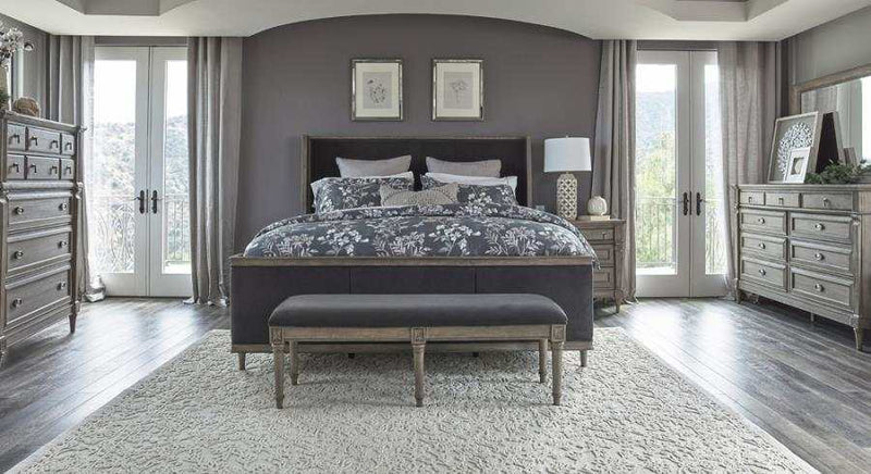 Alderwood Charcoal Eastern King Panel Bed - Ornate Home