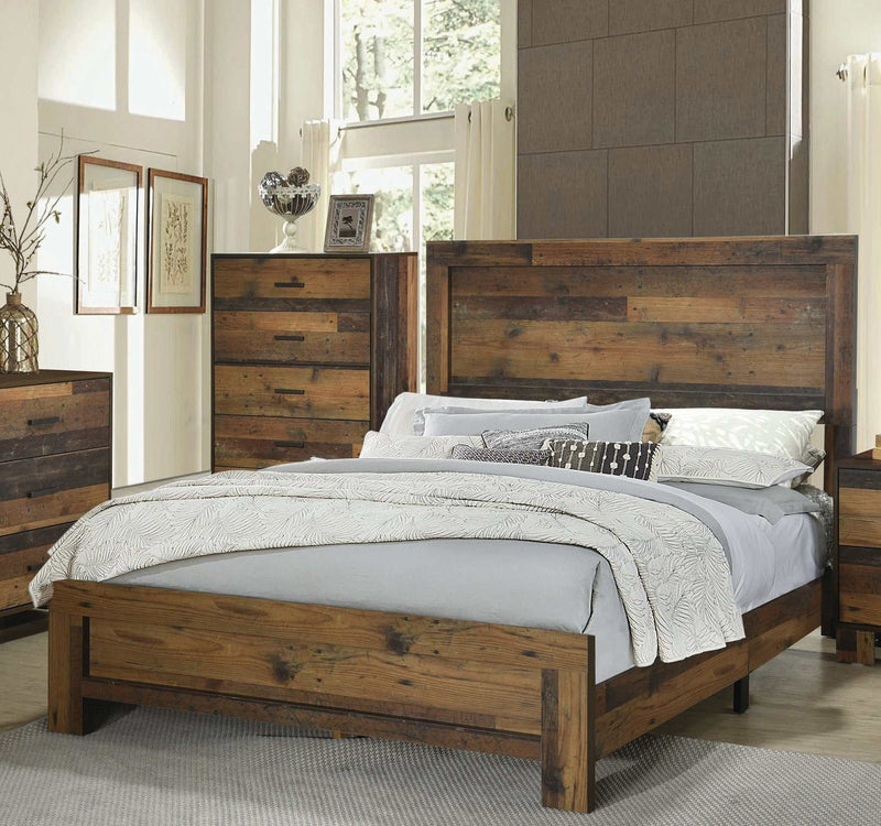 Sidney Rustic Pine Eastern King Panel Bed - Ornate Home