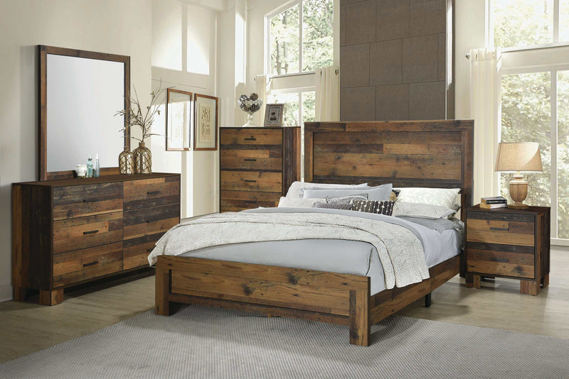 Sidney Rustic Pine Queen Panel Bed - Ornate Home