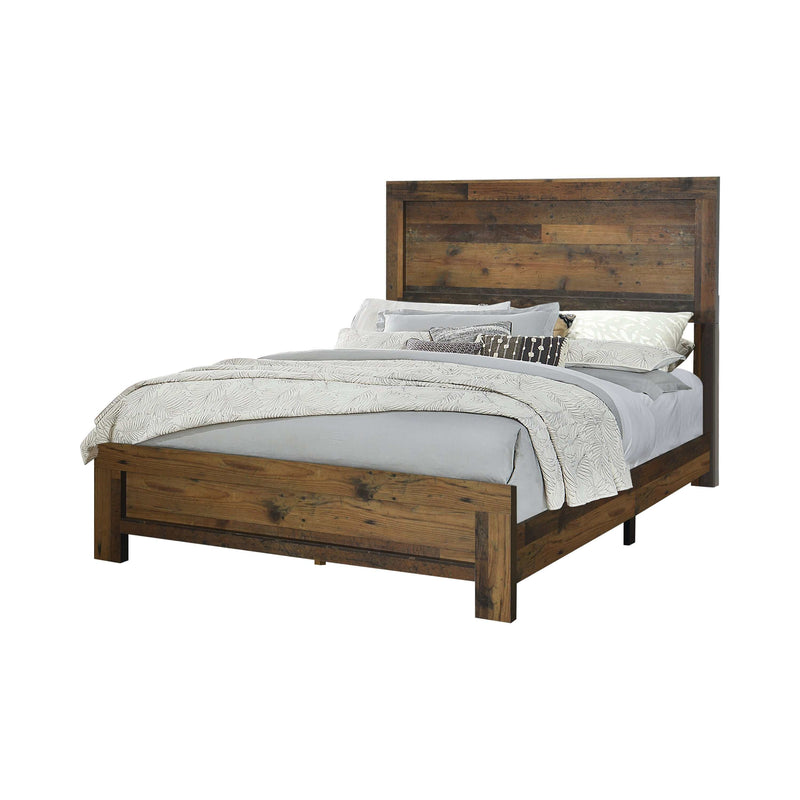Sidney Rustic Pine Queen Panel Bed - Ornate Home