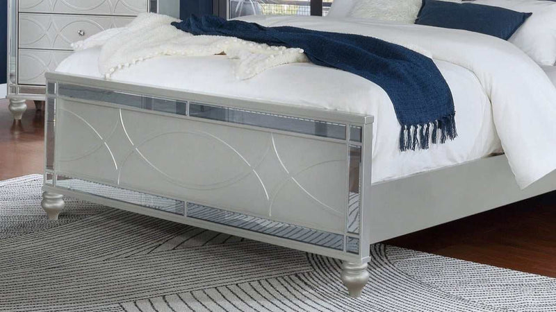 Gunnison Silver Metallic California King Panel Bed w/ LED Lighting - Ornate Home